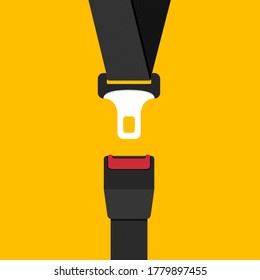 Car safety belt. Seatbelt safe buckle icon isolated. Security strap fasten accident insurance