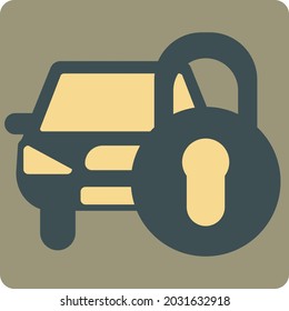 Car with safety lock, illustration, vector, on a white background.