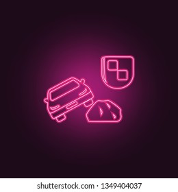 car and safety shield icon. Elements of insurance in neon style icons. Simple icon for websites, web design, mobile app, info graphics