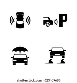 Car Safety. Simple Related Vector Icons Set for Video, Mobile Apps, Web Sites, Print Projects and Your Design. Black Flat Illustration on White Background. svg