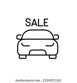 Car for sale. Dealership, affordable purchase. Pixel perfect, editable stroke icon