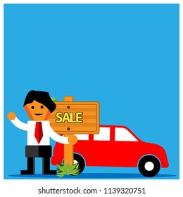 Car For Sale. Flat design. Vector illustration on background