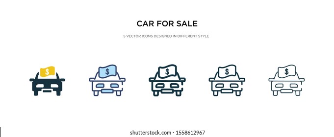 car for sale icon in different style vector illustration. two colored and black car for sale vector icons designed in filled, outline, line and stroke style can be used for web, mobile, ui