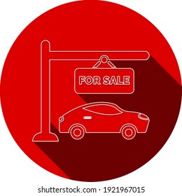 Car For Sale Icon, Car On Sale Icon. Car Sold Icon With Vector Illustration And Flat Style Design.