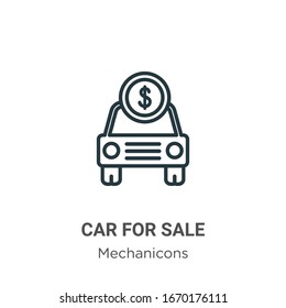 Car for sale outline vector icon. Thin line black car for sale icon, flat vector simple element illustration from editable mechanicons concept isolated stroke on white background