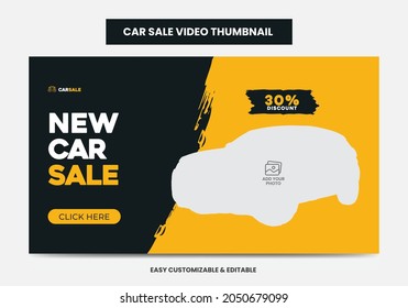 Car Sale Promotion video thumbnail and web banner. Car Rental Service social media video thumbnail 
Design template.
