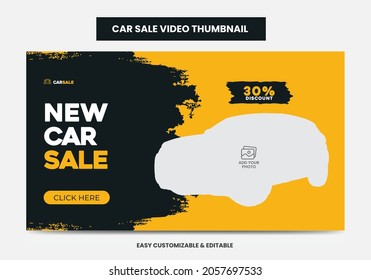 Car Sale Promotion video thumbnail and web banner. Car Rental Service social media video thumbnail 
Design template.
