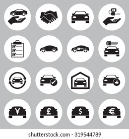 Car Sale and rental car  icons set