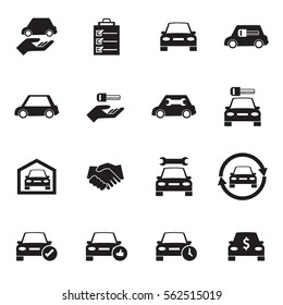 Car Sale and rental car icons set.