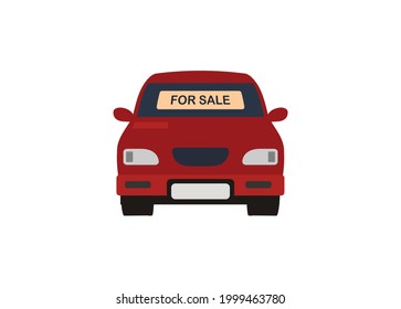 Car for sale. Simple flat illustration
