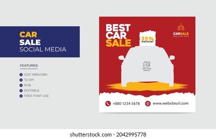 Car Sale Social Media Post Banner Design Template. Car Sale Service Social Media Ads Banner