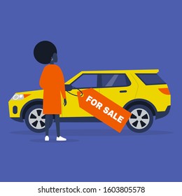 Car for sale, a young male character buying a vehicle, suv