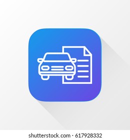 Car Sales Agreement application for mobile phone. Line flat vector icon, button and website design. Illustration isolated on white background. EPS 10 design, logo, app, infographic.