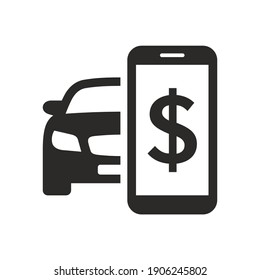 Car sales icon. Buying a car. Car value. Car running costs. Vector icon isolated on white background.