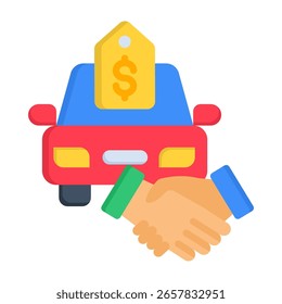Ilustración vectorial plana del icono de las ventas del coche