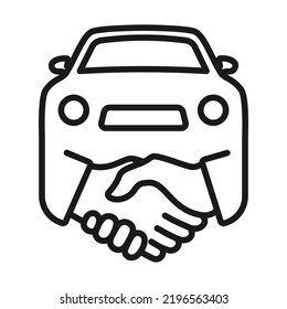 Car sales outline icon. Car Deal with Hand shake line vector illustration