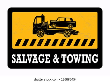 Car salvage and towing sign, vector illustration