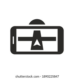 Car SAT NAV, GPS navigation icon. Mobile phone. Car phone holder. Vector icon isolated on white background.