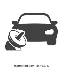 car satellite black simple icons set for web design