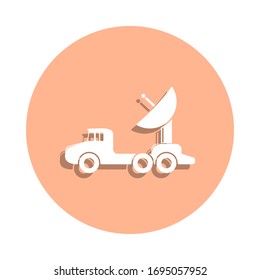 Car with satellite dish badge icon. Simple glyph, flat vector of army & war icons for ui and ux, website or mobile application
