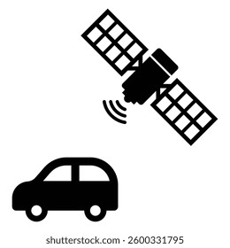Car and satellite simple vector icon