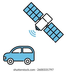 Car and satellite simple vector icon