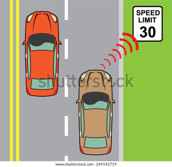 Car scans speed limit\
sign