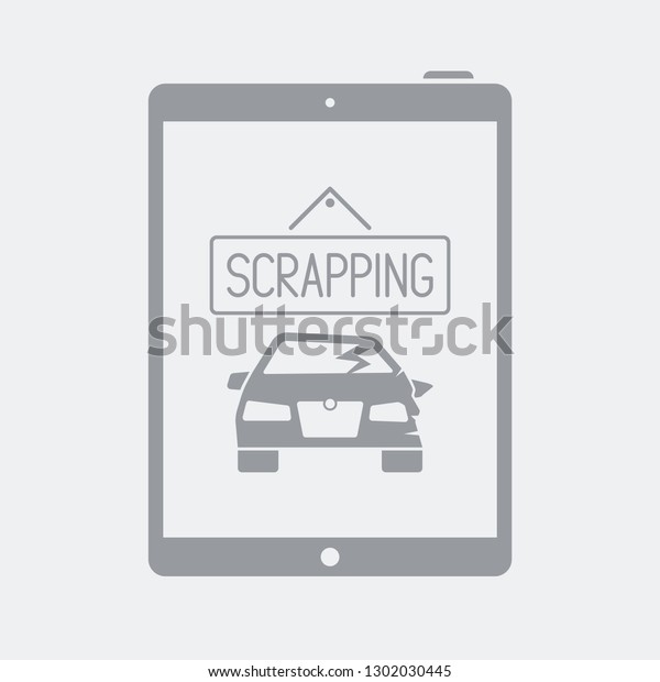 Car scrapping website - Flat\
and isolated vector illustration icon with minimal and modern\
design