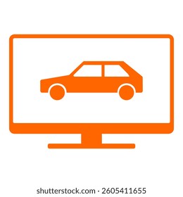 Car and screen on white