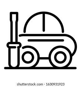 Car and screwdriver icon. Outline car and screwdriver vector icon for web design isolated on white background