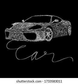 Car in scribble and chaotic sketch.vector illustration,Eps10.