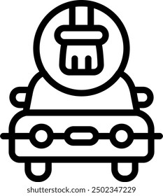 Car with a scrub brush Outline Vector Icon Design