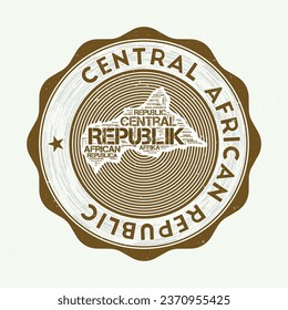 CAR seal. Country round logo with shape of CAR and country name in multiple languages wordcloud. Awesome emblem. Superb vector illustration.