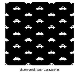 Car seamless black and white pattern, background. 