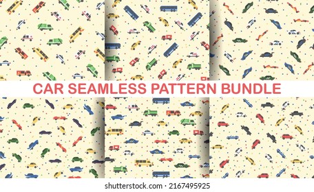 Car seamless pattern with classic cars, public service cars, sport cars, etc. You can use this as a background or wallpaper