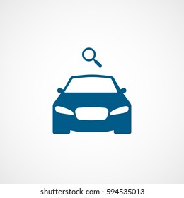 Car And Search Blue Flat Icon On White Background