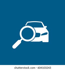 Car Search Flat Icon On Blue Background