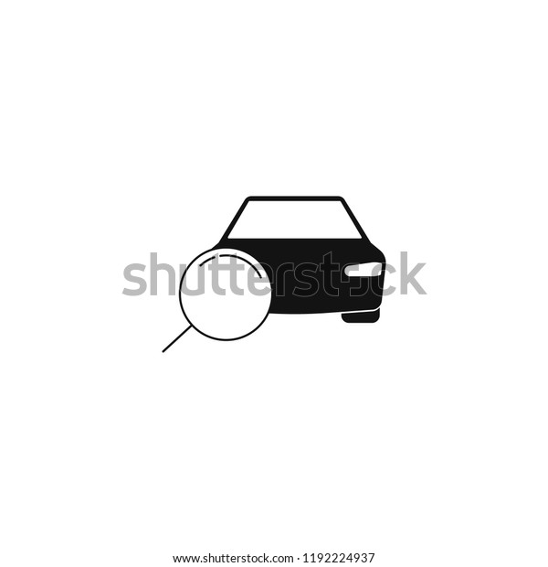 car search icon. magnifying glass and\
a car. concept of car sale. vector symbol\
EPS10