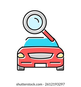 car search magnifying glass color icon vector. car search magnifying glass sign. isolated symbol illustration