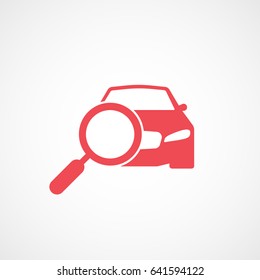 Car Search Red Flat Icon On White Background