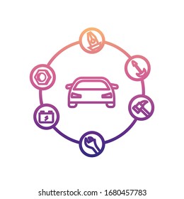 car searching problem nolan icon. Simple thin line, outline vector of Cars service and repair parts icons for ui and ux, website or mobile application