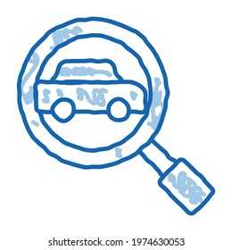 Car Searching sketch icon vector. Hand drawn blue doodle line art Car Searching isometric sign. isolated symbol illustration
