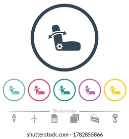 Car seat adjustment flat color icons in round outlines. 6 bonus icons included.