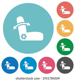 Car seat adjustment flat white icons on round color backgrounds