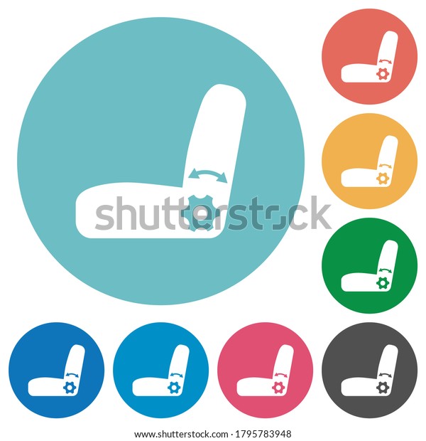 Car seat adjustment flat white icons on round\
color backgrounds