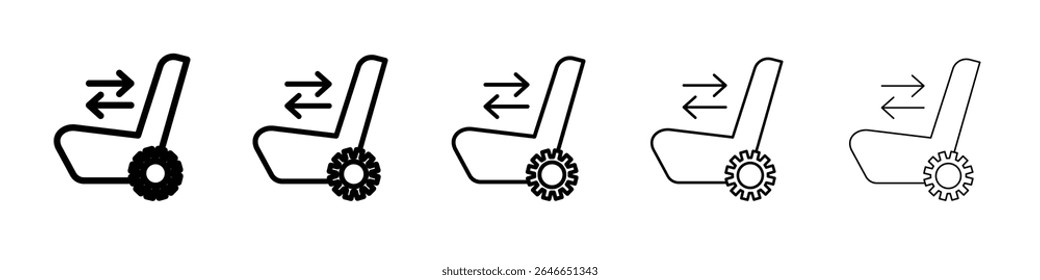 Ícone de ajuste de assento de carro simples logotipo de contorno plano
