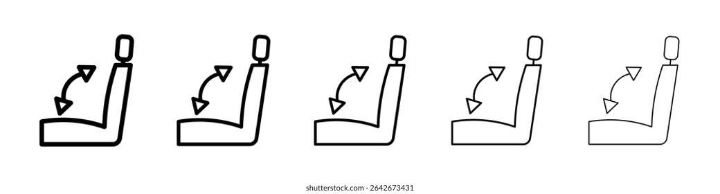 Car seat adjustment icon isolated vector on white background set