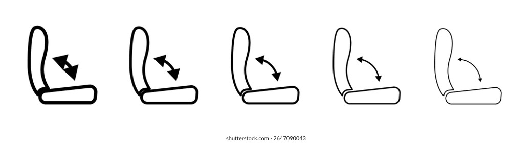 Car seat adjustment icon vector outline symbol or illustration