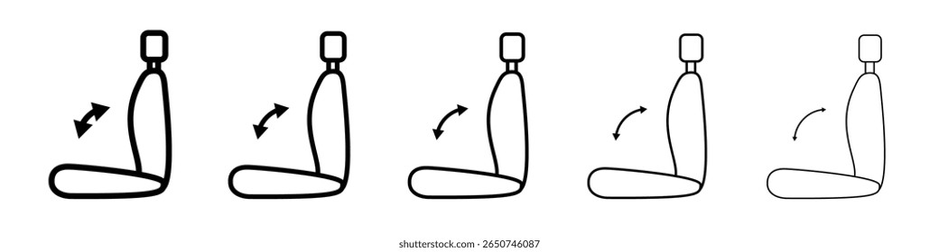 Ícone de ajuste de assento de carro símbolo de contorno vetorial ou ilustração