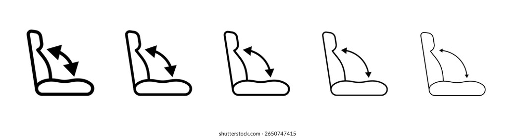 Ícone de ajuste de assento de carro símbolo de contorno vetorial ou ilustração